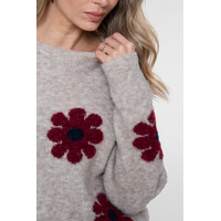 Geisha Pullover Flowers Sand Burgundy Navy