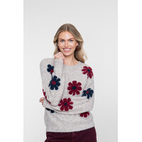Geisha Pullover Flowers Sand Burgundy Navy
