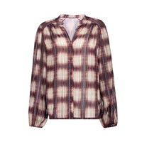 Geisha Blouse Check Lurex Off White Port Blue