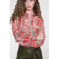 Geisha Blouse Coral Moss Green