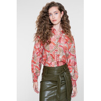 Geisha Blouse Coral Moss Green