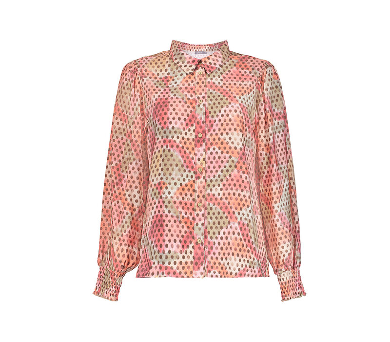 Geisha Blouse Coral Moss Green