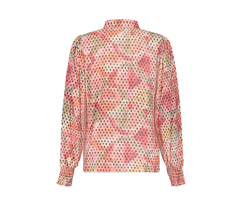 Geisha Blouse Coral Moss Green
