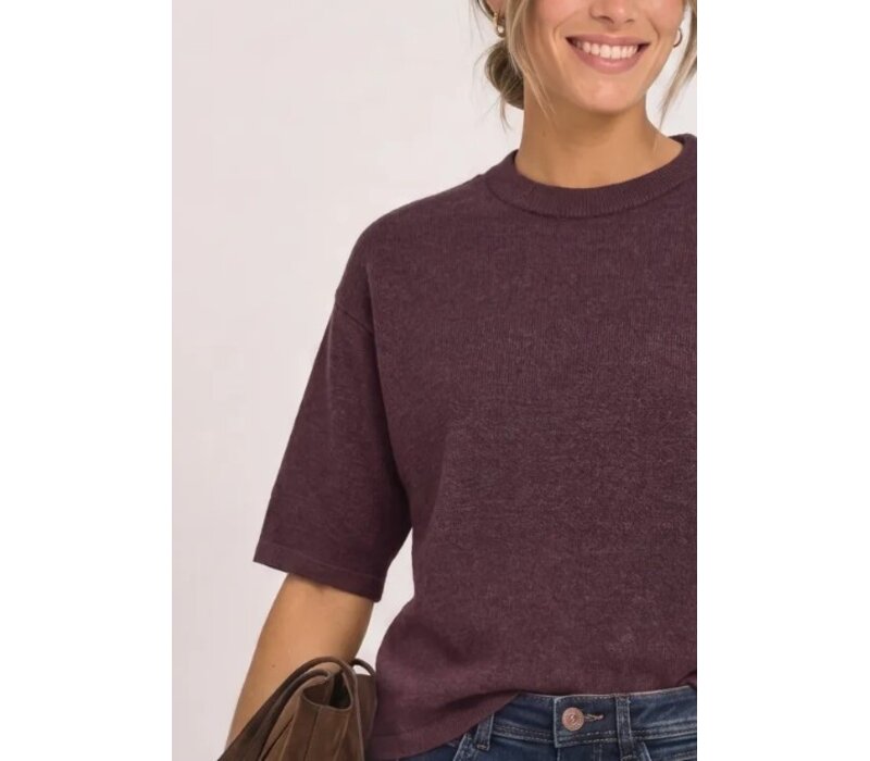 Street One 3/4 Sleeve Basic Sweater Rustic Rouge Melange