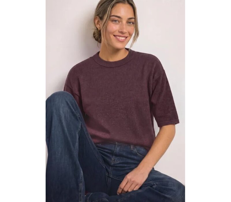 Street One 3/4 Sleeve Basic Sweater Rustic Rouge Melange