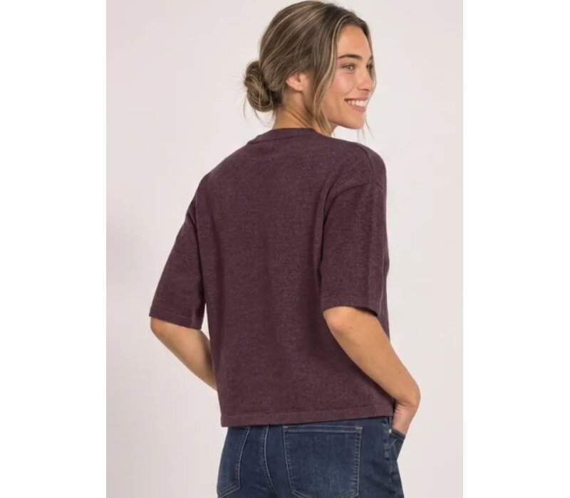 Street One 3/4 Sleeve Basic Sweater Rustic Rouge Melange