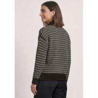 Street One Velvet Sweater Striped Black Coffee