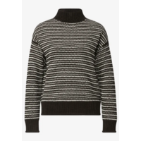 Street One Velvet Sweater Striped Black Coffee