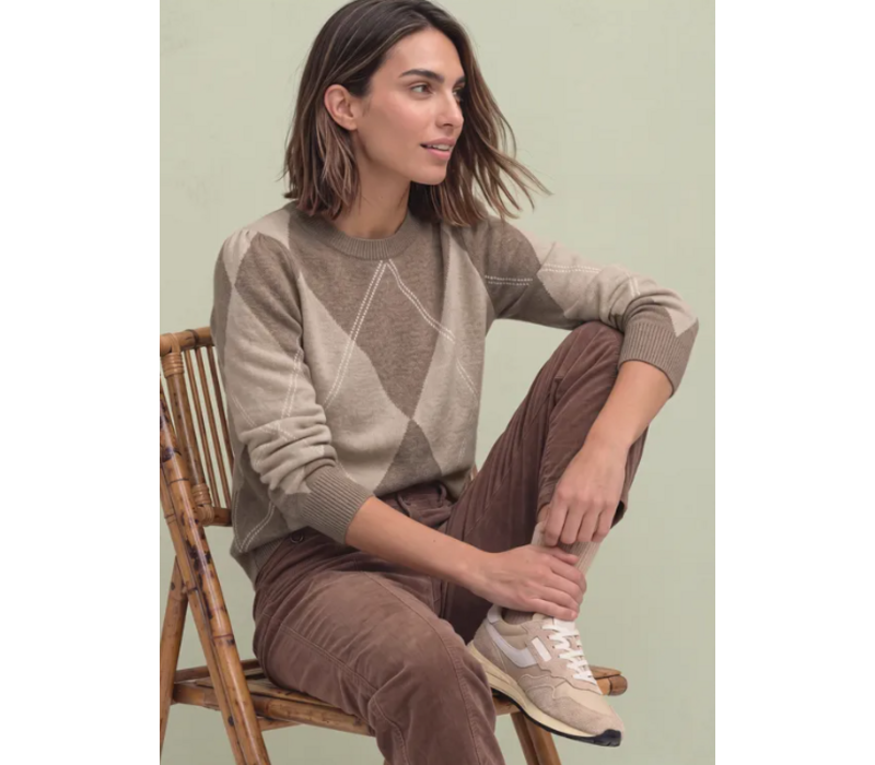 Street One Cosy Sweater Intarsia Sanded Amber Melange