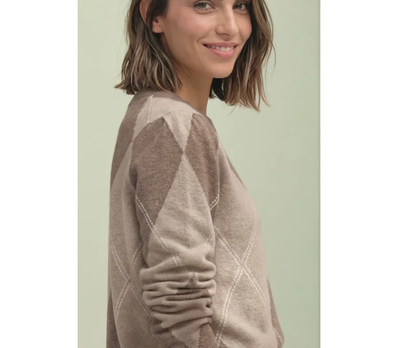 Street One Cosy Sweater Intarsia Sanded Amber Melange