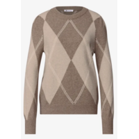 Street One Cosy Sweater Intarsia Sanded Amber Melange