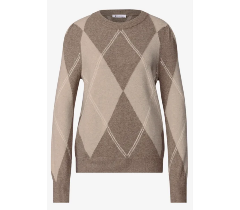 Street One Cosy Sweater Intarsia Sanded Amber Melange