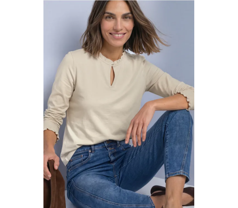 Street One Frill Neck Basic Shirt Pure Beige