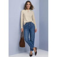 Street One Frill Neck Basic Shirt Pure Beige