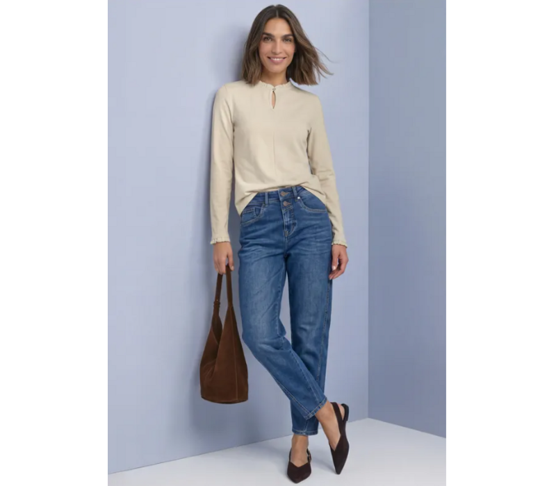 Street One Frill Neck Basic Shirt Pure Beige