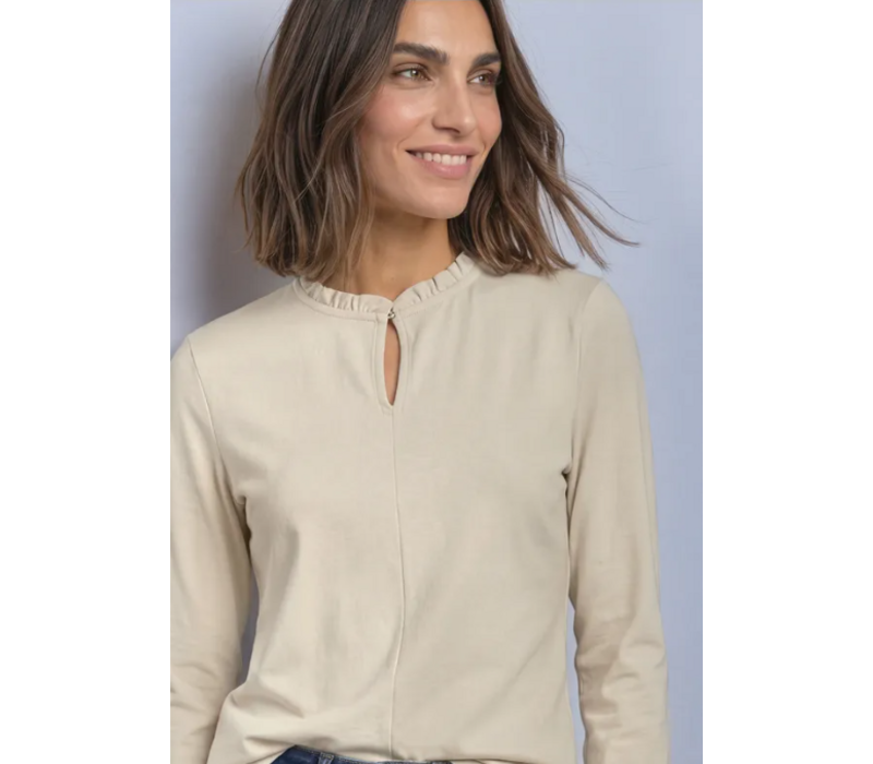 Street One Frill Neck Basic Shirt Pure Beige