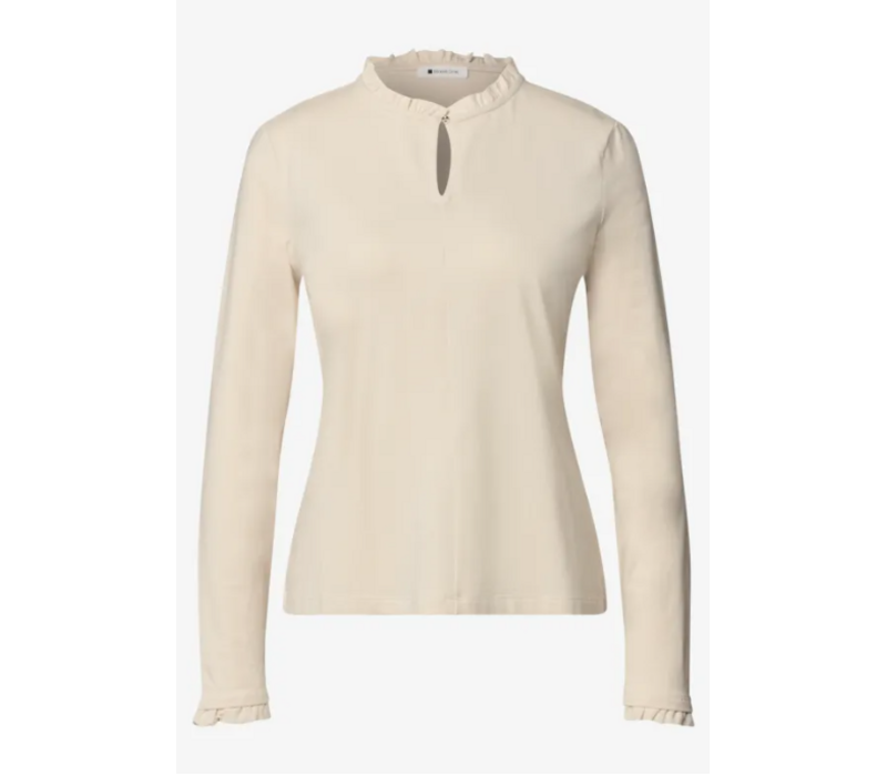Street One Frill Neck Basic Shirt Pure Beige