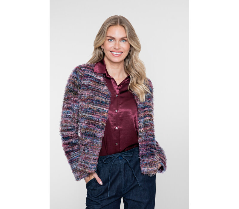 Geisha Vest Stripes Hairy Burgundy