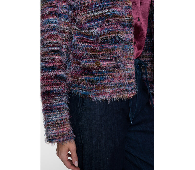 Geisha Vest Stripes Hairy Burgundy