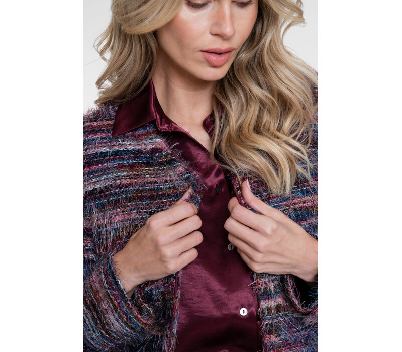 Geisha Vest Stripes Hairy Burgundy