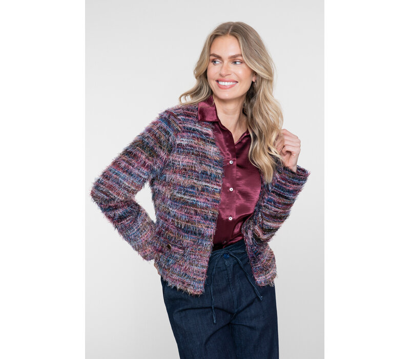 Geisha Vest Stripes Hairy Burgundy