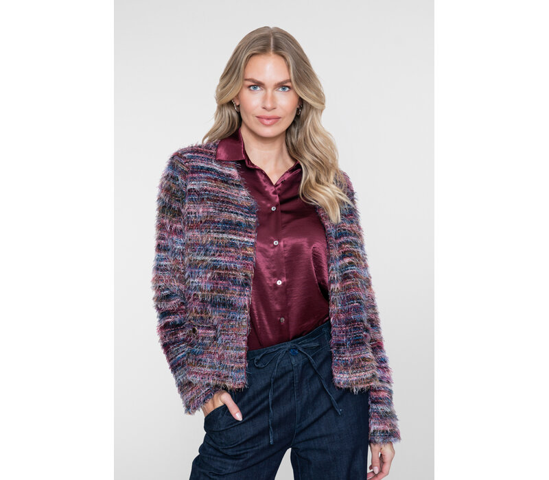 Geisha Vest Stripes Hairy Burgundy