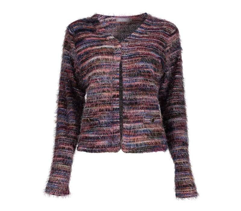 Geisha Vest Stripes Hairy Burgundy
