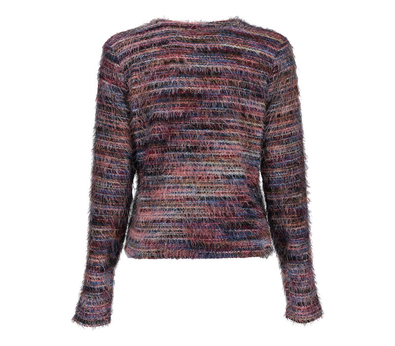 Geisha Vest Stripes Hairy Burgundy