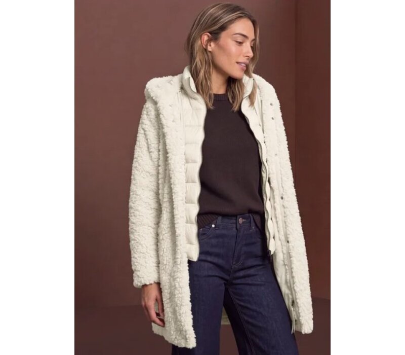 Street One Teddy Coat with Hoody Smooth Stone Sand