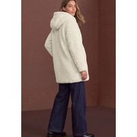 Street One Teddy Coat with Hoody Smooth Stone Sand
