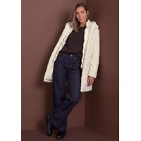 Street One Teddy Coat with Hoody Smooth Stone Sand