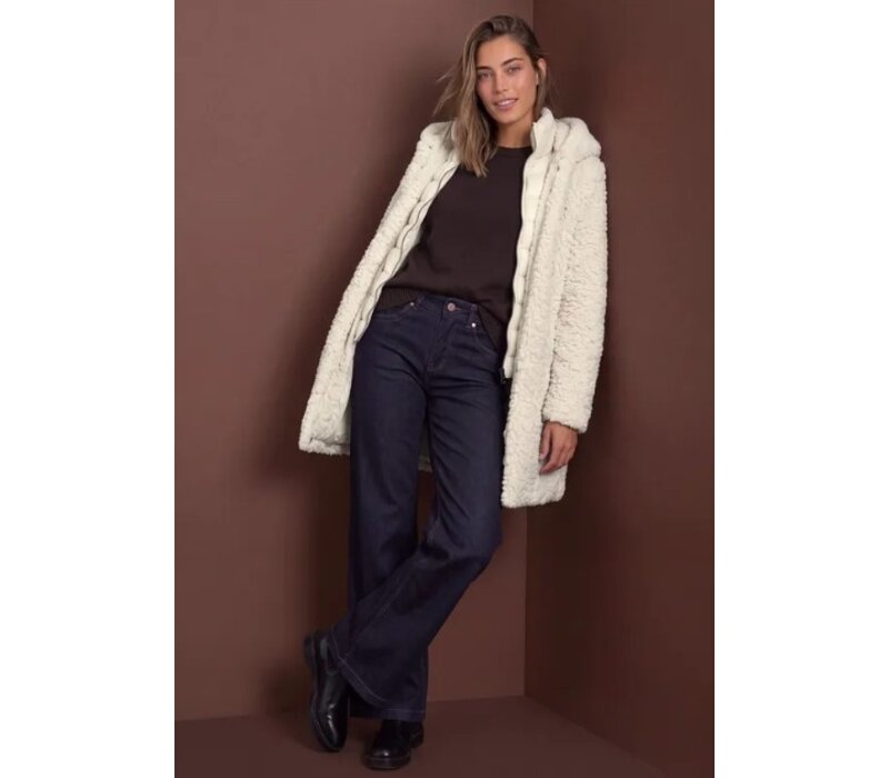Street One Teddy Coat with Hoody Smooth Stone Sand
