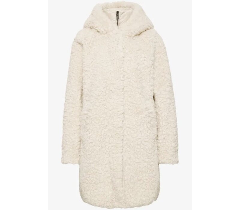 Street One Teddy Coat with Hoody Smooth Stone Sand