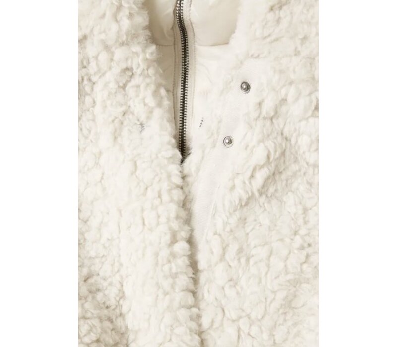 Street One Teddy Coat with Hoody Smooth Stone Sand