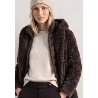 Street One Teddy Coat with Hoody Auburn Brown