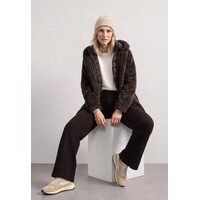 Street One Teddy Coat with Hoody Auburn Brown