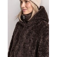 Street One Teddy Coat with Hoody Auburn Brown