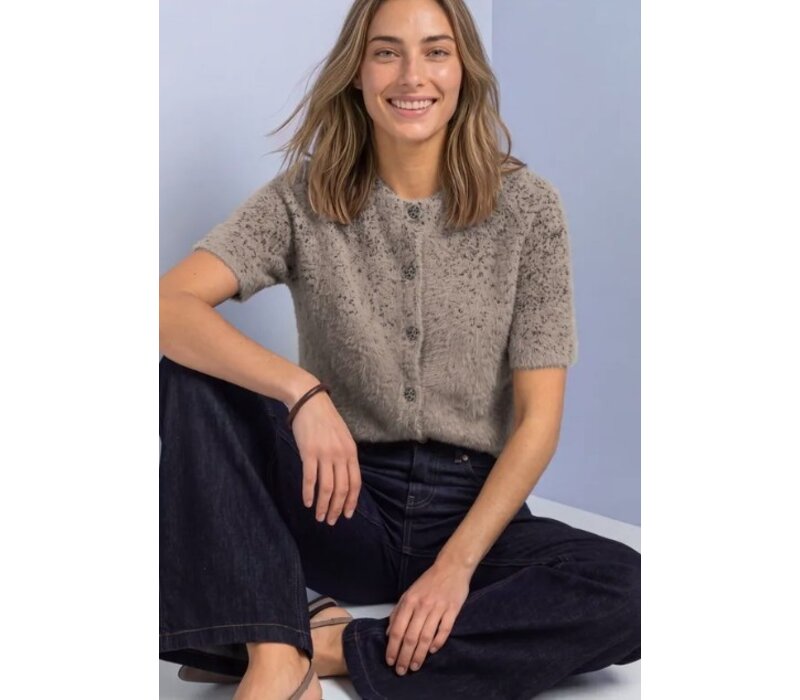 Street One Fluffy Short Jacquard Cardigan Sanded Amber