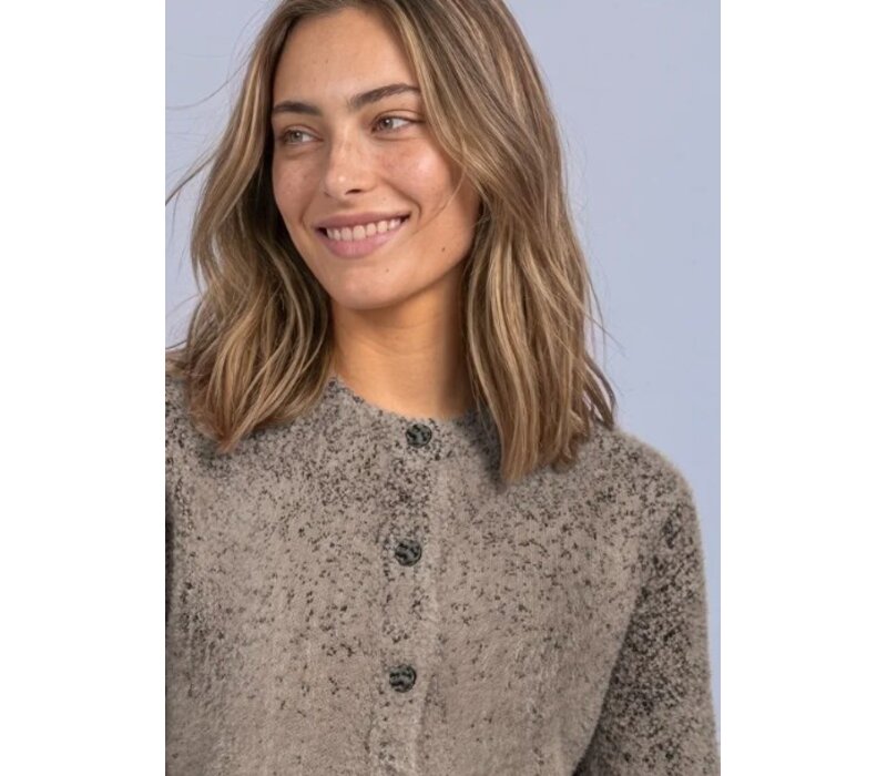 Street One Fluffy Short Jacquard Cardigan Sanded Amber