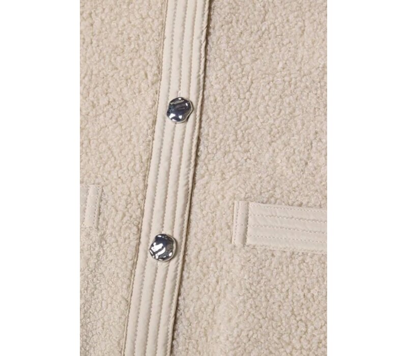 Street One Teddy Jacket Woven Detail Clay Sand
