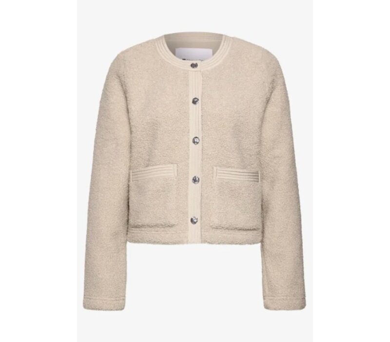 Street One Teddy Jacket Woven Detail Clay Sand