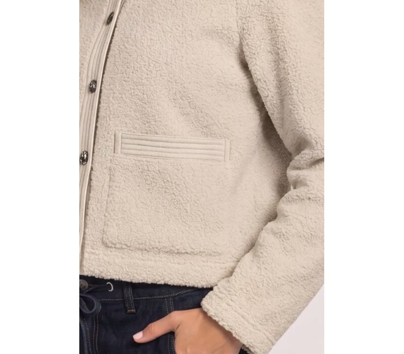 Street One Teddy Jacket Woven Detail Clay Sand