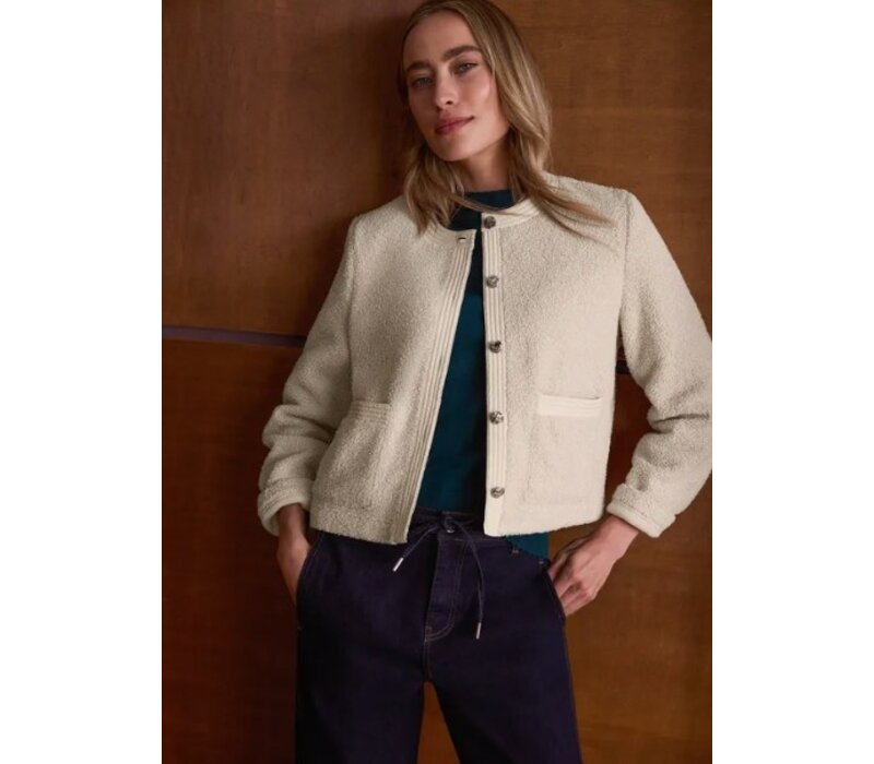Street One Teddy Jacket Woven Detail Clay Sand
