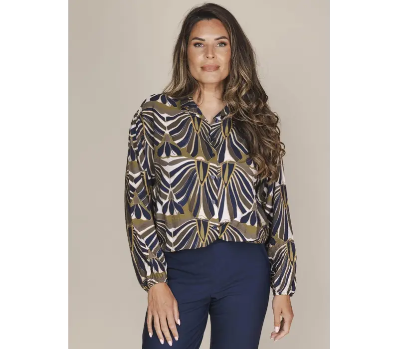 Zoso Mattie Blouse Navy Green