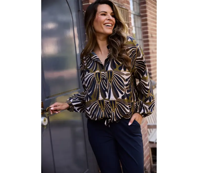 Zoso Mattie Blouse Navy Green