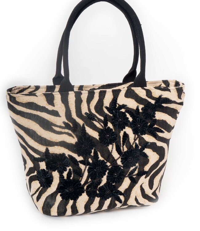 Zebra Beach Bag - Zwart