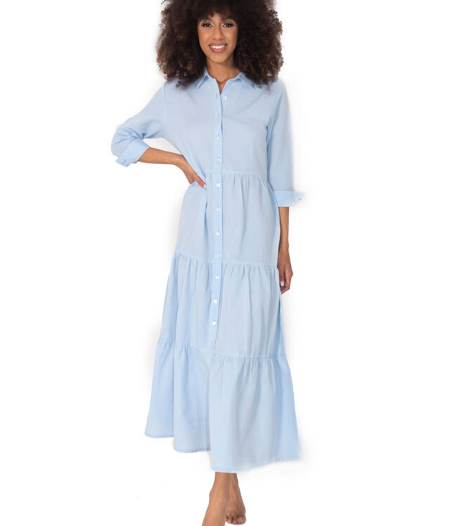 Ana Maxi Shirt Dress - Blauw