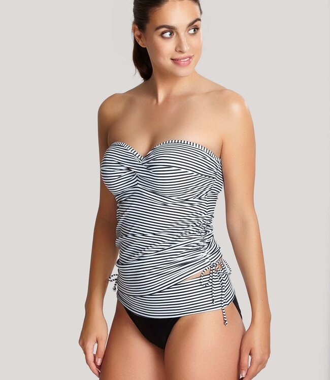 Anya Stripe Tankini Top - Zwart / White