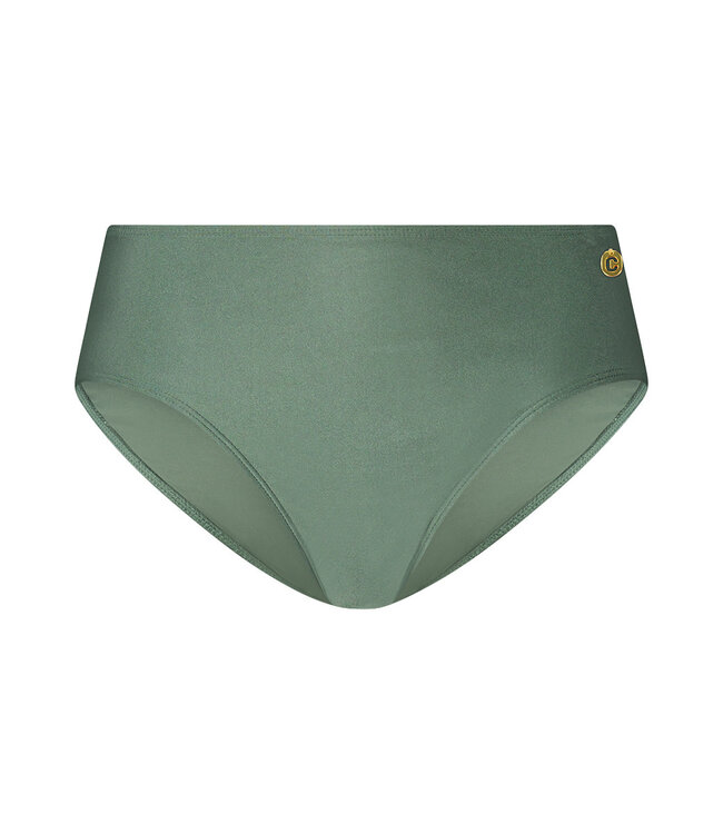 Mid Waist Bikini Bottom - Green Sparkle