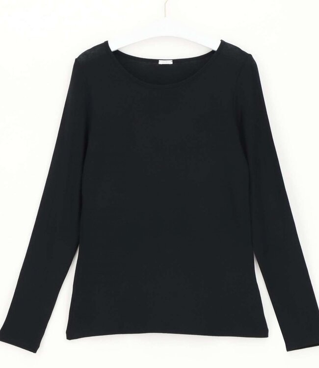 Perfect Line Casmere T-shirt Long Sleeve - Zwart